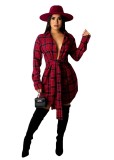 Autumn And Winter Long-sleeved Lace-up Plaid Shirt Dress