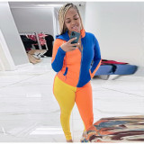 Fashion Sexy Stitching Contrast Color Hooded Suit