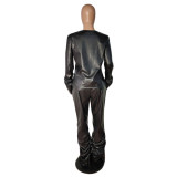 Explosive Style Bright Leather Solid Color Fashion Cool Suit