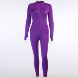 Fashion Solid Color Slimming Sports Jumpsuit