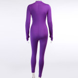 Fashion Solid Color Slimming Sports Jumpsuit