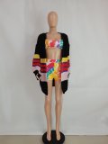 Fashion Casual Loose Color Block Sweater Coat