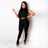 Temperament Fashion Sexy Solid Color Trousers Sleeveless Suit