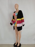 Fashion Casual Loose Color Block Sweater Coat