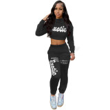 Fashion Casual Offset Printing Letters Sweater Suit