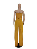 Wish Solid Color Sexy Pleated Chest Wrapped Loose Wide-leg Pants Suit