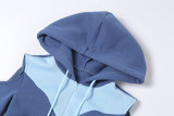 Sexy Strapless Contrast Color Stitching Hooded Sweater Suit