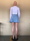 Fashion Casual Denim Skirt Pleated Skirt