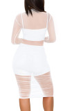 Nightclub Net Yarn Dress + Vest + Shorts Three-piece Suit