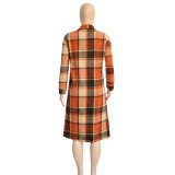 Mid-length Fashion Classic Plaid Single-breasted Woolen Coat