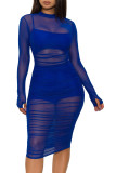 Nightclub Net Yarn Dress + Vest + Shorts Three-piece Suit