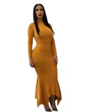 Fashionable Solid Color Sexy Fishtail Dress With Pit Strip Fabric