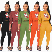 Fashion Hot Christmas Round Neck and Logo Sweatshirt Pocket Pants Set