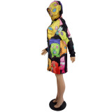 Personality Fashion Halloween Cartoon Print Hooded Jacket