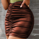 Sexy High Waist OL Slim Net Red PU Short Leather Skirt