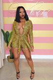 Sexy Sequins Bronzing Nightclub Long-sleeved Small Suit Two-piece