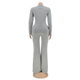 Autumn And Winter Tight V-neck Sexy Flared Jumpsuit