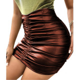 Sexy High Waist OL Slim Net Red PU Short Leather Skirt