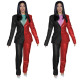 Fashion PU Soft Leather Suit Splicing Temperament Suit