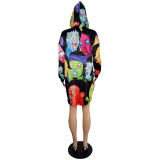 Personality Fashion Halloween Cartoon Print Hooded Jacket