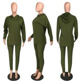Personality Fashion Solid Color Comfortable Hooded Base Shirt Set