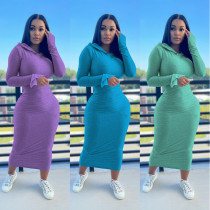 New Imitation Cotton Hooded Casual Dress