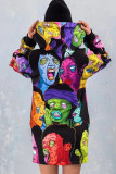 Personality Fashion Halloween Cartoon Print Hooded Jacket