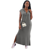 Personality Burnt Back Hollow Sleeveless Hooded Dress