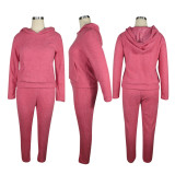 Autumn And Winter Plush Hooded Long-sleeved Trousers Suit