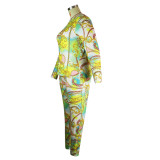 Large Size New Fashion Slim Gold Chain Printing Suit