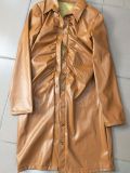 Stretch Brazilian Leather Front Button Dress