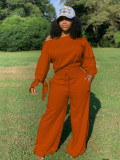 Two-piece Solid Color Long-sleeved Plus Velvet Loose Trousers