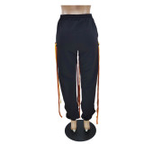 Trendy Eyelet Drawstring Colorful Trousers