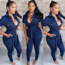 Fashion Casual Sexy Denim Jumpsuit