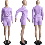 Knitted Waffle Pajamas Home Wear Sports Suit