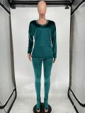 Two-piece Solid Color Long-sleeved Trousers With Slits