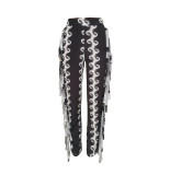 Sexy Slim Trendy Trousers With Fringed Print On Both Sides