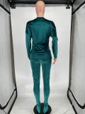 Two-piece Solid Color Long-sleeved Trousers With Slits