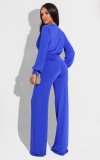 Sexy Fashion Solid Color Long-sleeved V-neck Jumpsuit