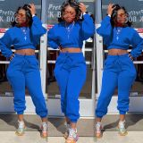 Pure Color Thickened Sports Sweater Two-piece Suit