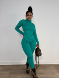 Pure Color Pile Collar Casual All-match Two-piece Suit