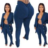 Three-piece Woolen Coat Knotted Tight-fitting Trousers Underwear