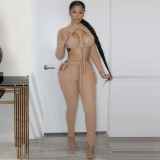 Fashion Sexy Straps With Exposed Waist Two-piece Suit