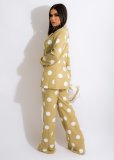 Fashion Casual Polka Dot Printing Two-piece Suit