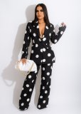 Fashion Casual Polka Dot Printing Two-piece Suit