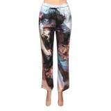 Fashion Sexy Trousers With Printed Drawstring