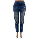 Fashion Sexy Jeans With Zipper Hole Patch