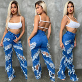Ripped And Ripped Fashionable Sexy Jeans