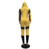 Casual Mesh Stitching Sports Hooded Two-piece Suit