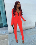 Solid Color Skinny Pleated Jumpsuit